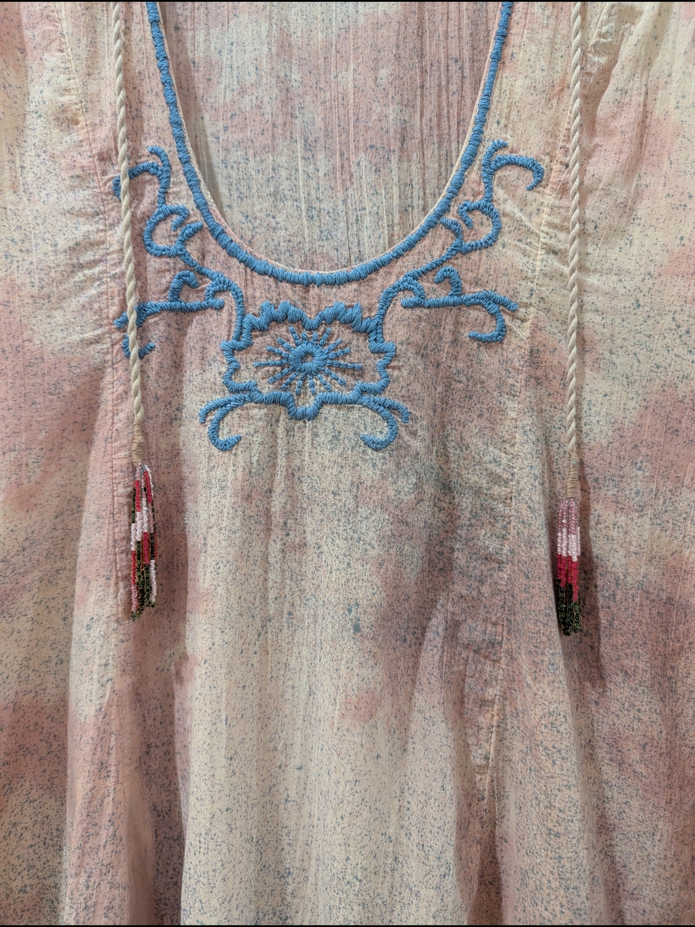 Free People Blue Embroidered Pink Layered Dress - Picture 5 of 7